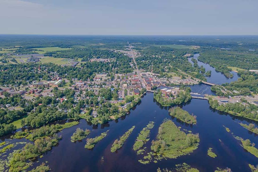 Aerial view of Potsdam, NY